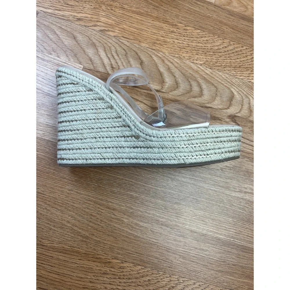 ASOS DESIGN Wide Fit Tasha Espadrille Wedges Sandals in Clear Womens 10 WIDE NEW
